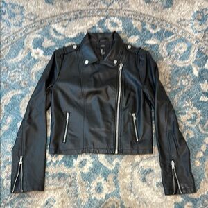 Black Faux Leather Biker Jacket
